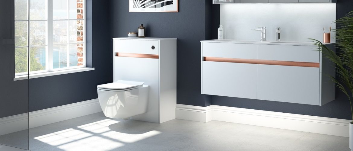 Contemporary Fitted furniture in Flat White and Copper from Utopia Bathrooms Utopia Bathrooms Contemporary fitted furniture