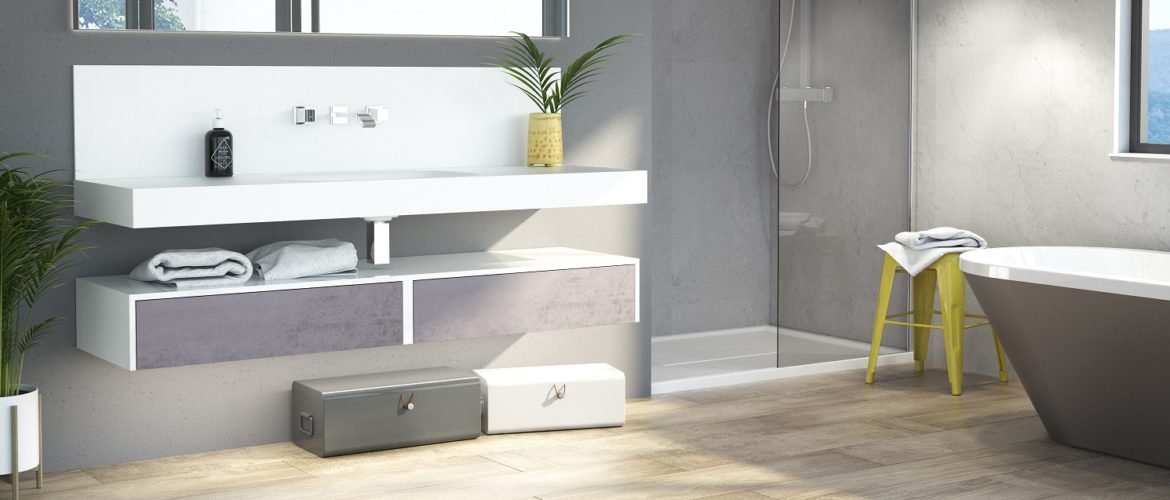 Geo in Pewter Fusion and White Gloss from Utopia Bathrooms Utopia Bathrooms Contemporary fitted furniture