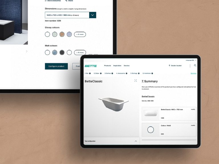 Easy & accurate product planning with the new Bette Configurator Bette Configurator