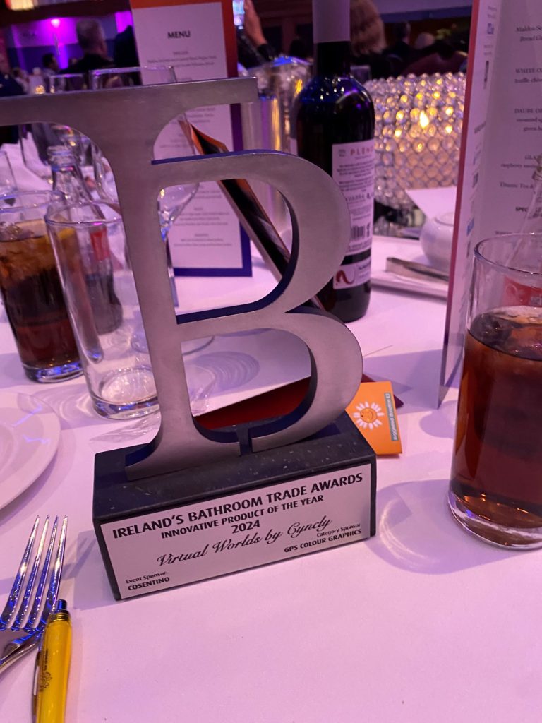 Virtual Worlds by Cyncly wins Ireland Bathroom Trade Awards 2024 Cycncly award winning