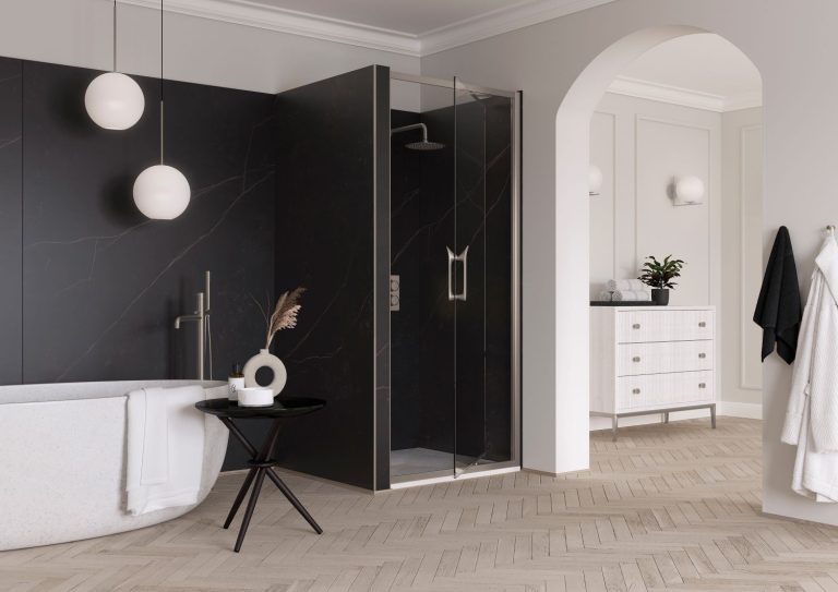 Flair Showers launches ETO in brushed nickel & bronze Flair ETO Infold shower