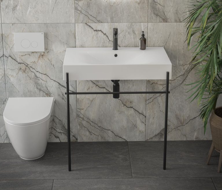 Basin frames make a stand for modern styling Bathroom-Review-Des-with-Metal-frame-in-chrome