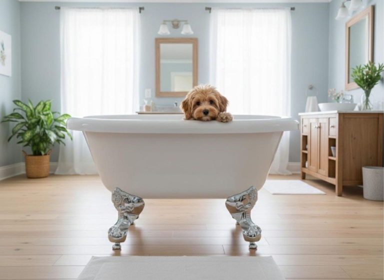Sanctuary Bathrooms launches freestanding bath for dogs A pampered pooch in his own bath for doggies