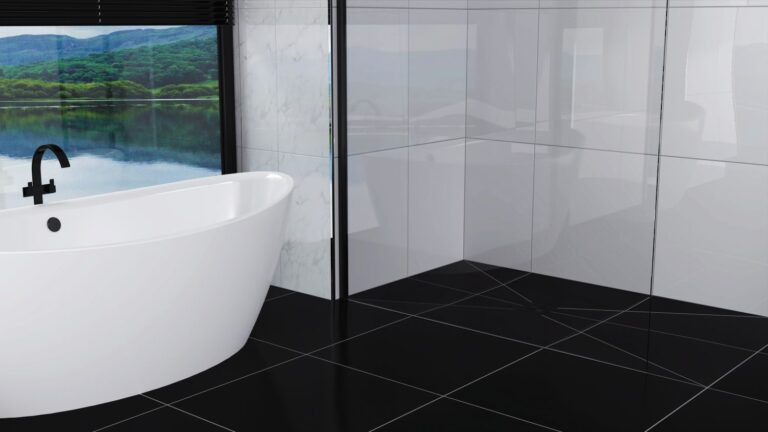 AQUA4MA Evolution – a quicker fitting wet room Aqua4ma-Evolution-centre-waste-dark-tiles