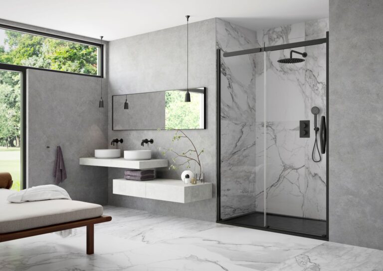 Flair-Showers-ORO-Slider-Door-in-Alcove-Matte-Black-