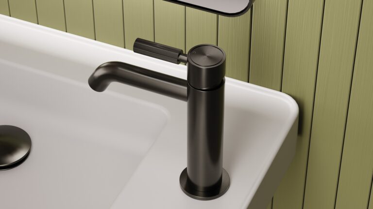 New Gunmetal finish brings on-trend contrast to Bathrooms to Love BTLAbode-Refine-Gunmetal-Basin Gunmetal finish